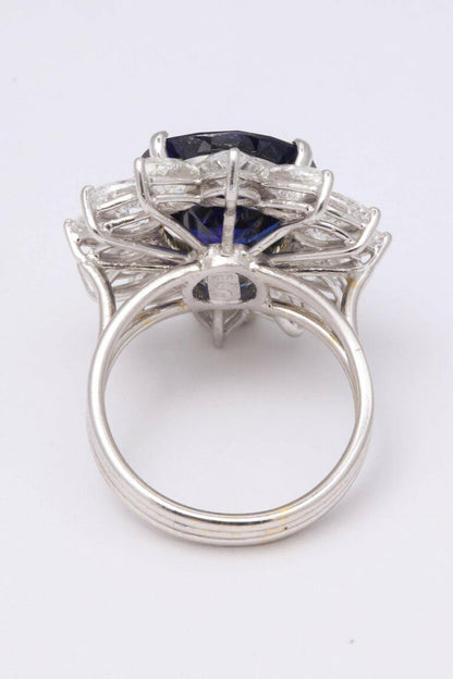 Natural Burma No Heat Blue Sapphire Ring 9.73 ct cushion