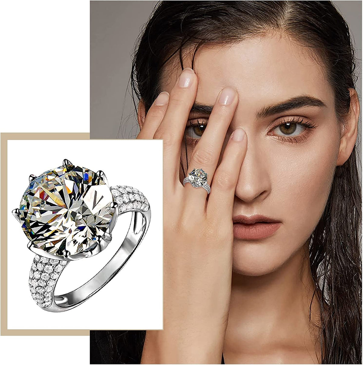 Ring Ring Light Women'S Ring -Kle Diamond Big Can Be Ringnew Ringcan to Creative