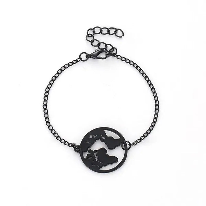 Chain Link World Map Bracelets Bangles Jewelry Globe Bracelet Charm Travel Jewel