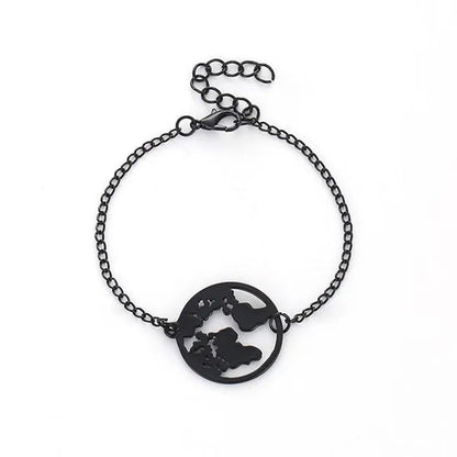 Chain Link World Map Bracelets Bangles Jewelry Globe Bracelet Charm Travel Jewel