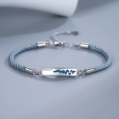 2 Pcs Alloy Couple Bracelets Bangles Adjustable Chain Wristband Temperature Chan