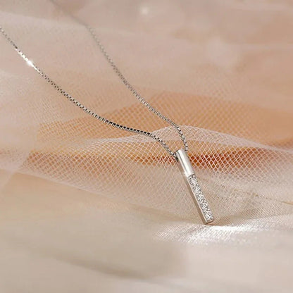 Exquisite Fashion 925 Sterling Silver Necklace Shiny Zircon Necklace Simple Geom