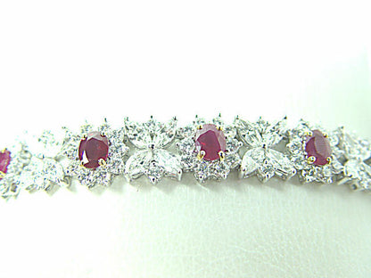 RUBY OVAL SHAPE FINE RED 10 STONE DIAMOND 120 ROUND SHAPE 40 MARQUISE BRACELET