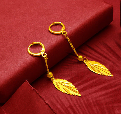 Gold-Plated Earrings Female Tassel Flower Asymmetric Earrings Sand Gold-Plated E