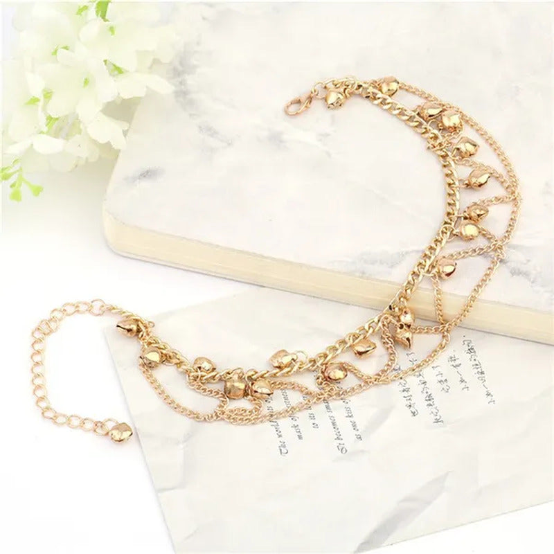 New Women Gril Tassel Chain Bells Sound Metal Chain Anklet Ankle Bracelet Foot C