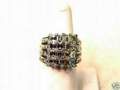 16 EMERALD CUT AND 25 ROUND CUT AND 32 SQUARE CUT DIAMONDS RING 7.18 CT PLATINUM