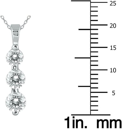 1 Carat TW Three Stone Diamond Pendant Available in 14K Yellow and White Gold