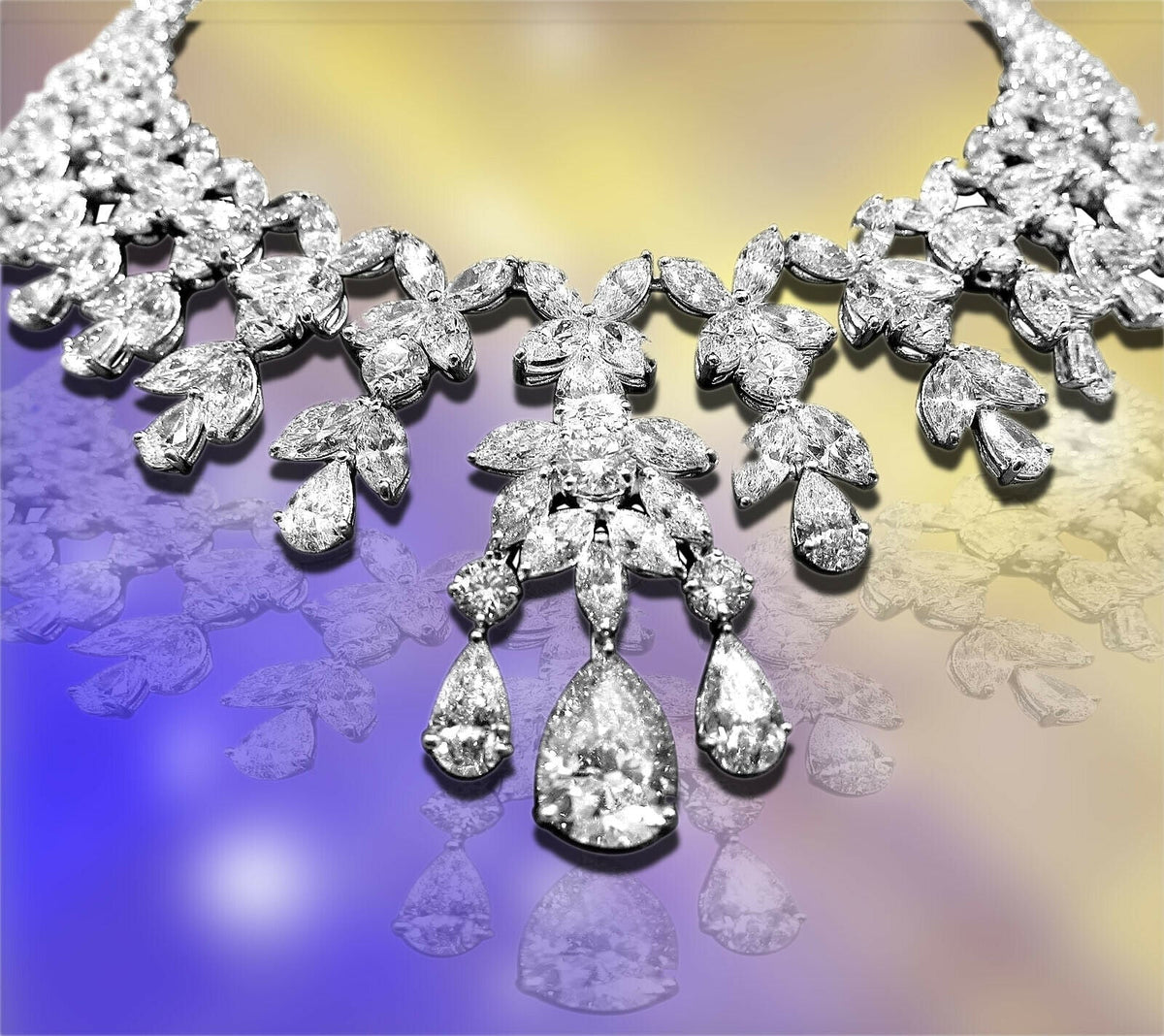 GIA CERTIFIED 4.28 CT PEAR SHAPE H SI2 SET 34 PEAR SHAPE DIAMONDSSSSS