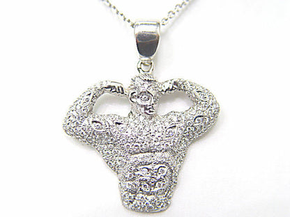 DIAMOND ROUND BRILLIANT SHAPE PAVE SET MUSCLE MAN PENDANT