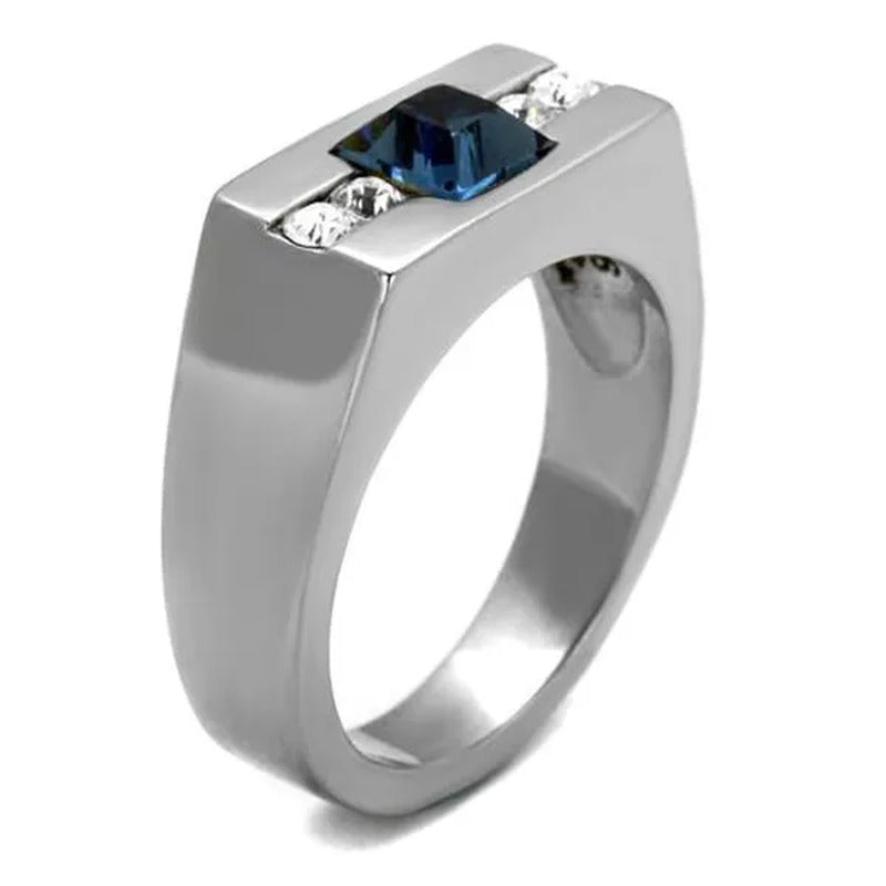 Men'S 1.68Ct Montana Princess Cut Simulated Diamond Stainless Steel Ring Size 8-