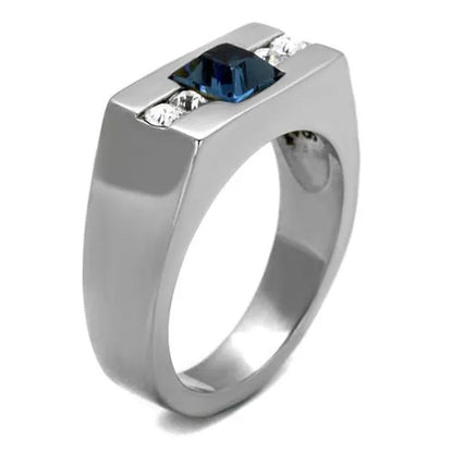 Men'S 1.68Ct Montana Princess Cut Simulated Diamond Stainless Steel Ring Size 8-