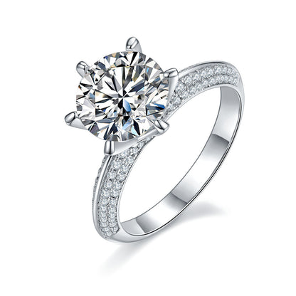S925 Silver Plated White Gold Moissanite Diamond Ring for Women