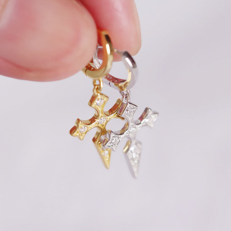 Cross Diamond Baroque Style Earrings