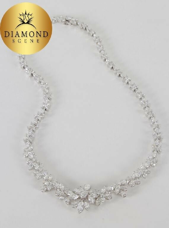 Elegant Diamond Necklace 28.05 carats of F/G color VS clarity diamond 18 k gold