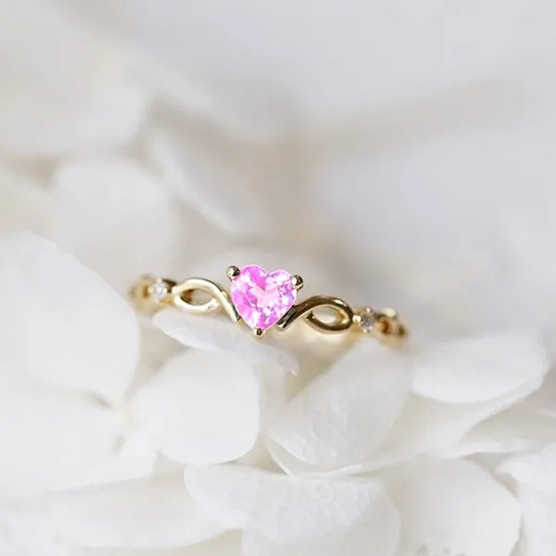Women Dainty 18K Gold Plated Seablue Eternal Heart Shaped Sapphire Diamond Gemst
