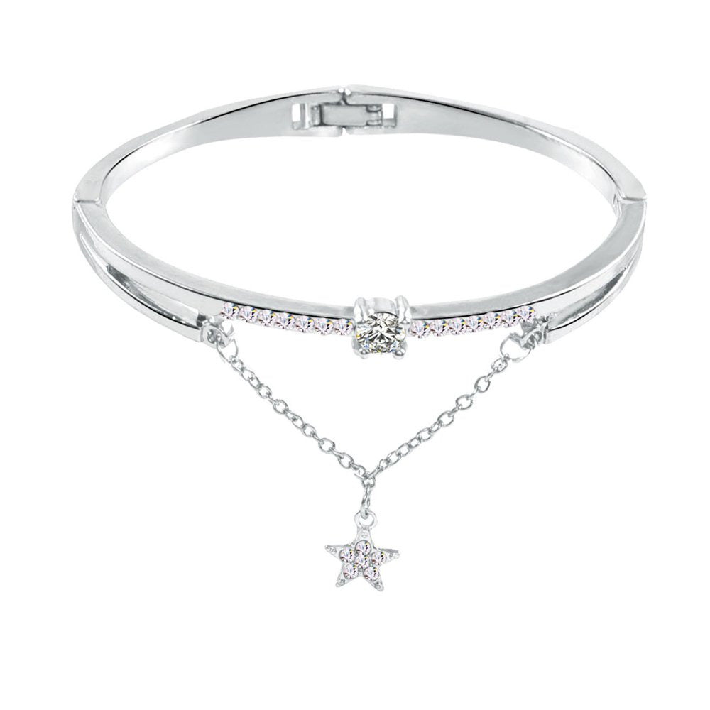 Fashion Star Pattern Synthetic Crystal Diamond Bangle Bracelet