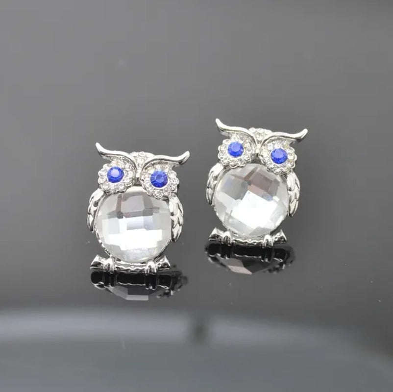 The New Diamond Crystal Animal Stud Earrings Three Color Optional Owl Earrings(4