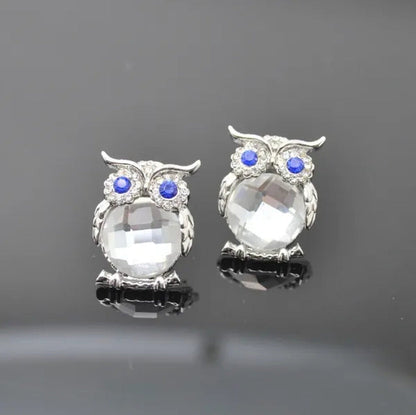 The New Diamond Crystal Animal Stud Earrings Three Color Optional Owl Earrings(4