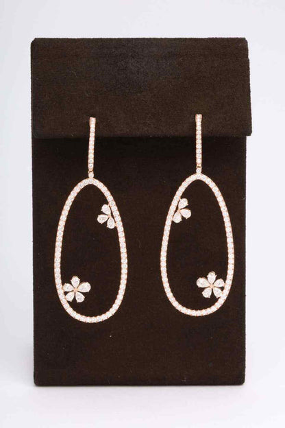 Diamond Dangle Earring with Flowers Rose Gold