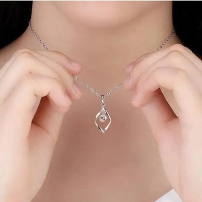 Exquisite Elegant Bridal Wedding Silver Plated Necklace for Women White Sapphire