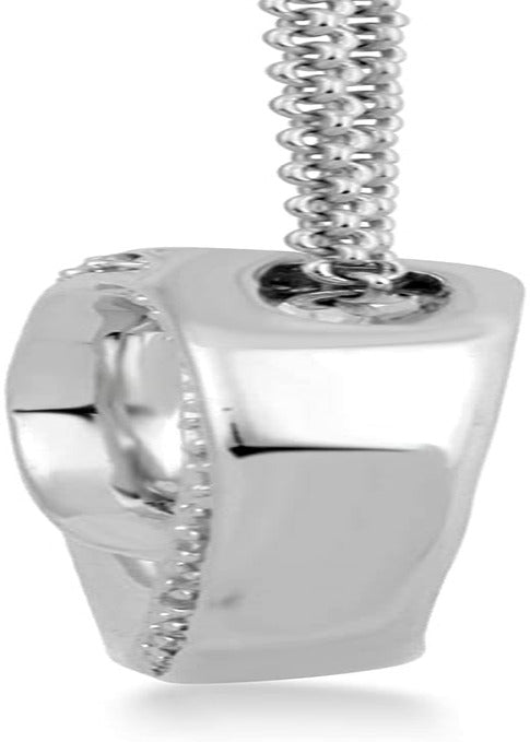 Sterling Silver Natural White round Diamonds Pendant Necklace, 18" Rolo Chain