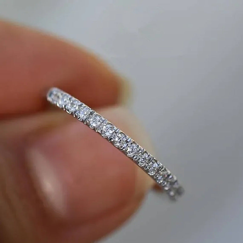 Womens Small Half Eternity Bridal Wedding Band, Stacking Ring, Stackable Band, A