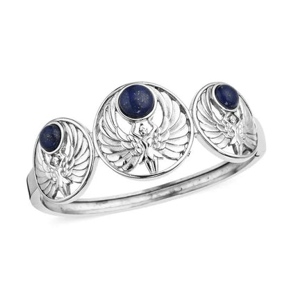 Shop LC Lapis Lazuli round Stainless Steel Angel Bangle Cuff Bracelet for Women