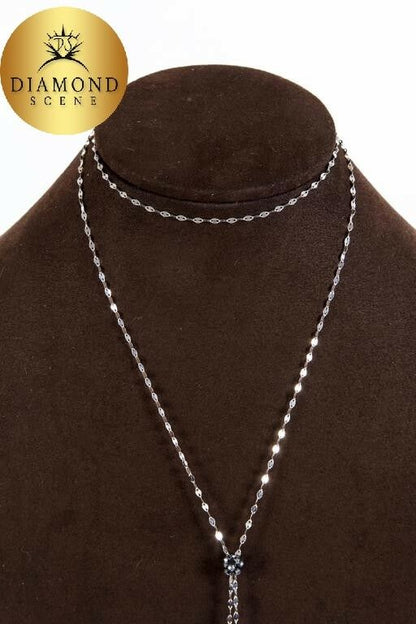 Baroque Pearl Black Diamond Gold Lariat Necklace