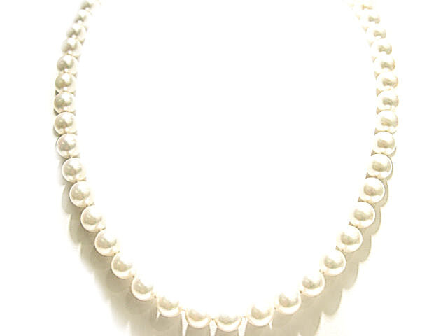 WHITE CULTURED PEARL NECKLACE WITH WHITE GOLD CLASP CHOKER PEARL NECKLACE