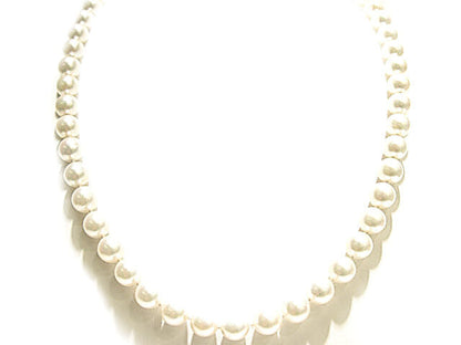 WHITE CULTURED PEARL NECKLACE WITH WHITE GOLD CLASP CHOKER PEARL NECKLACE