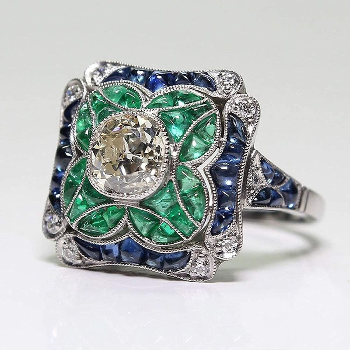 Women Fashion Ring Jewelry Wedding Rings Cute Girls Rings Women Faux Sapphire Em