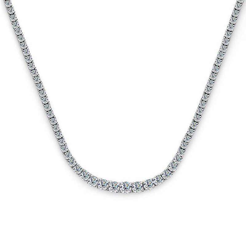 925 Sterling Silver Moissanite Tennis Necklace Diamond Luxury Plated 18K White