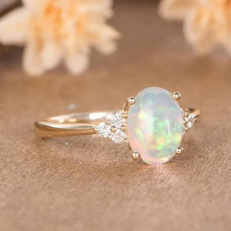 Natural Fire Opal Ring Exquisite and Fashionable Ring Opal Ring Mother'S Day Dia