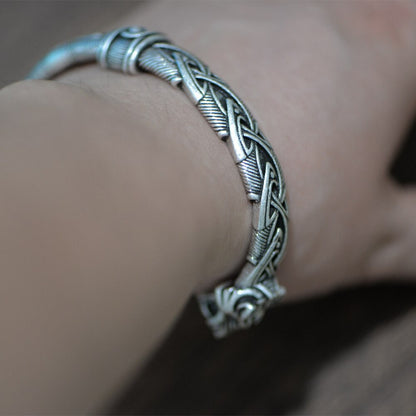 LANGHONG 10Pcs Norse Viking Bracelet and Bangle Wolf Head Bracelet for Men