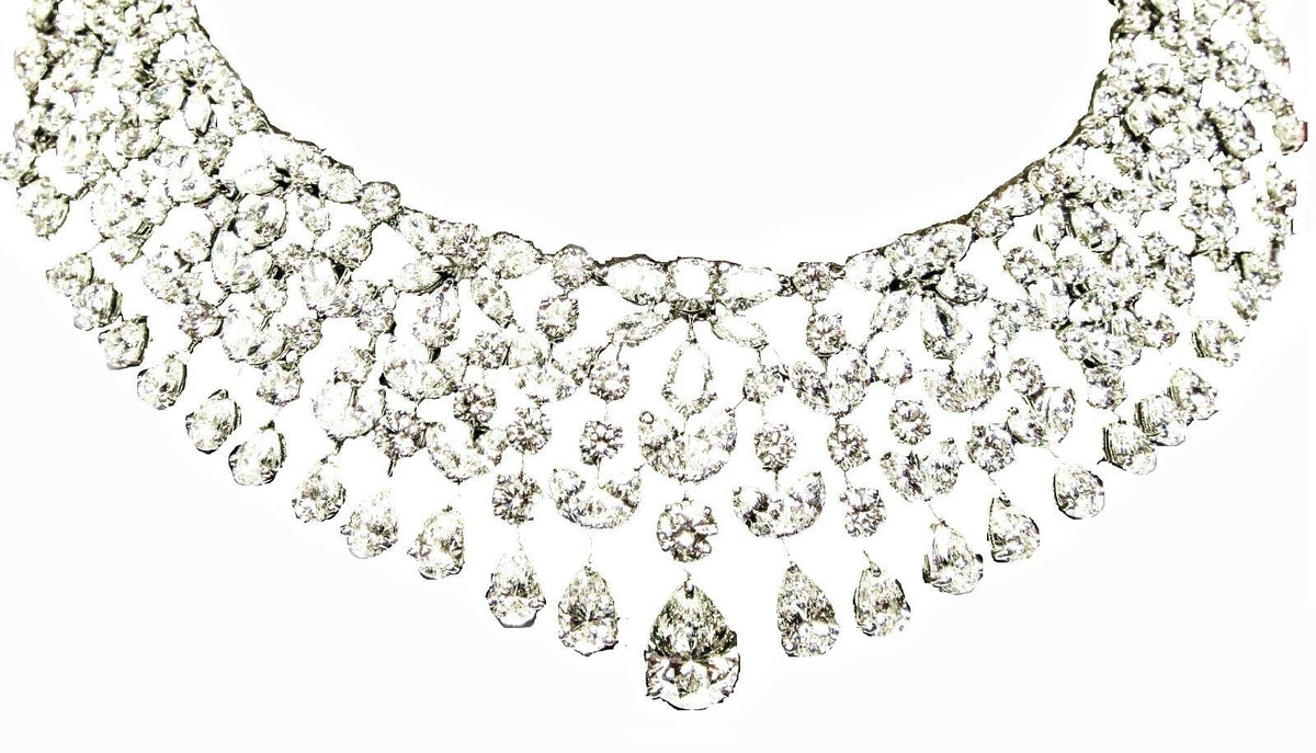 GIA CERTIFIED DIAMOND PEAR MARQUISE ROUND BRILLIANT SHAPE CHOKER NECKLACE