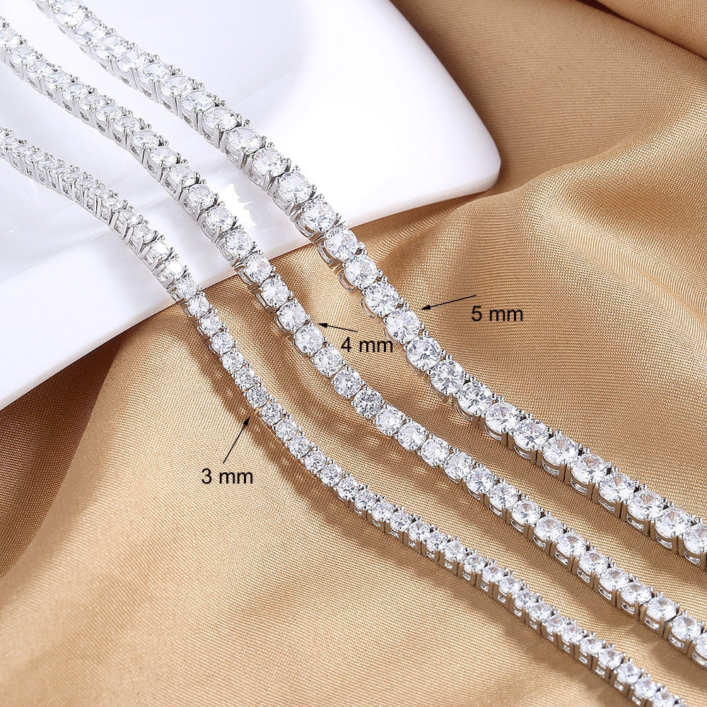 Solid Real 925 Sterling Silver 16/17/18/20/22/24 Inch Tennis Chain Choker