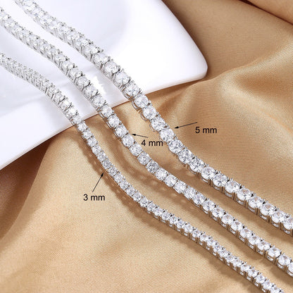 Solid Real 925 Sterling Silver 16/17/18/20/22/24 Inch Tennis Chain Choker
