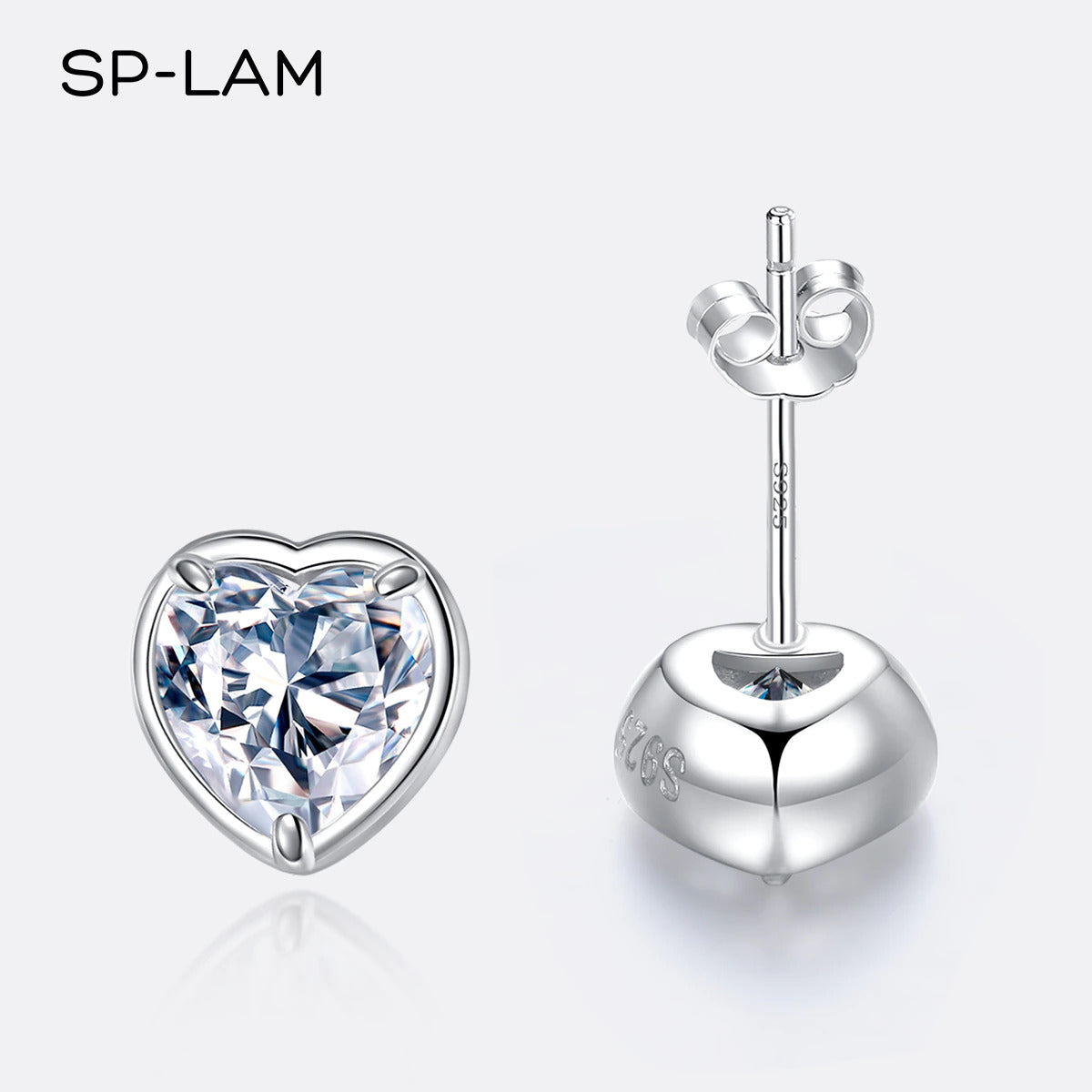 Heart Earrings Stud Luxury 2 Carat Office Lady Moissanite Women Silver Earing An