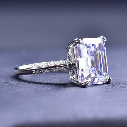 8X10Mm 5CT Emerald Cut D Moissanite Ring with GRA Certificate 100% - S925