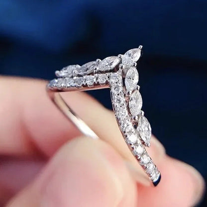 Unique Design Fashion 925 Sterling Silver White Sapphire Ring Marquise Cut Diamo