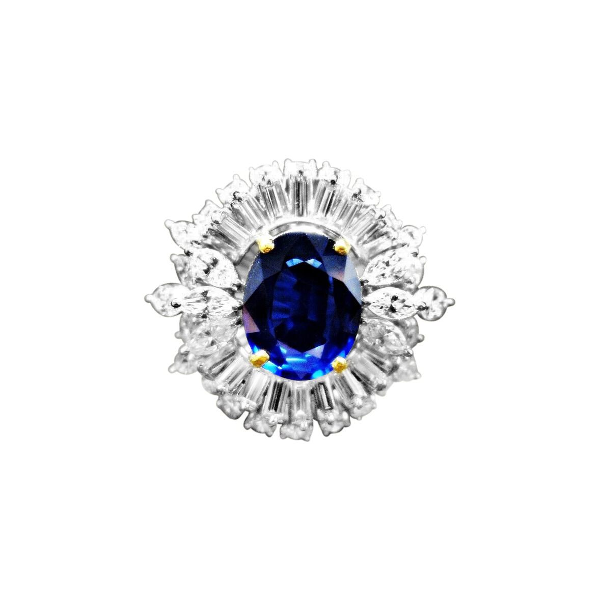 OVAL SAPPHIRE BAGUETTE ROUND MARQUISE DIAMOND RING