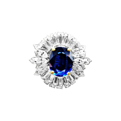 OVAL SAPPHIRE BAGUETTE ROUND MARQUISE DIAMOND RING