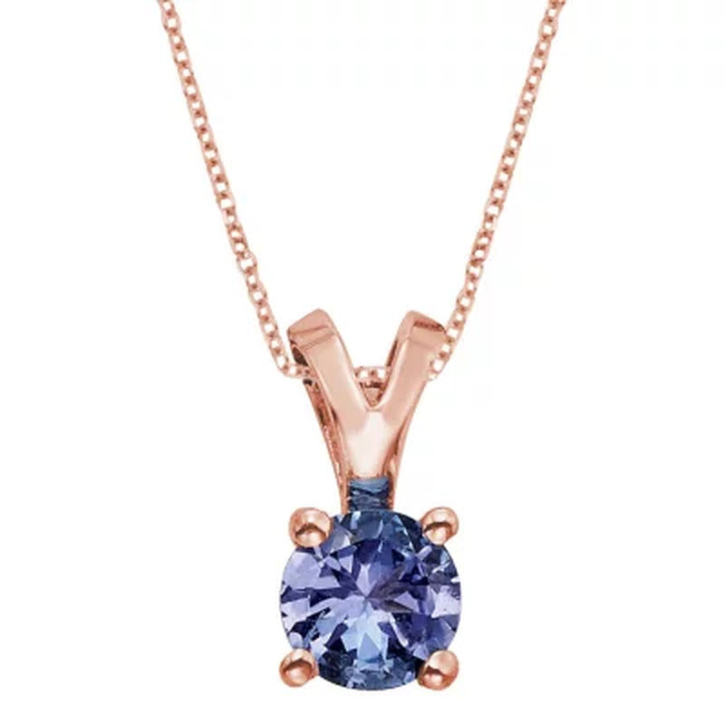 4.5Mm round Tanzanite Pendant in 14K Gold