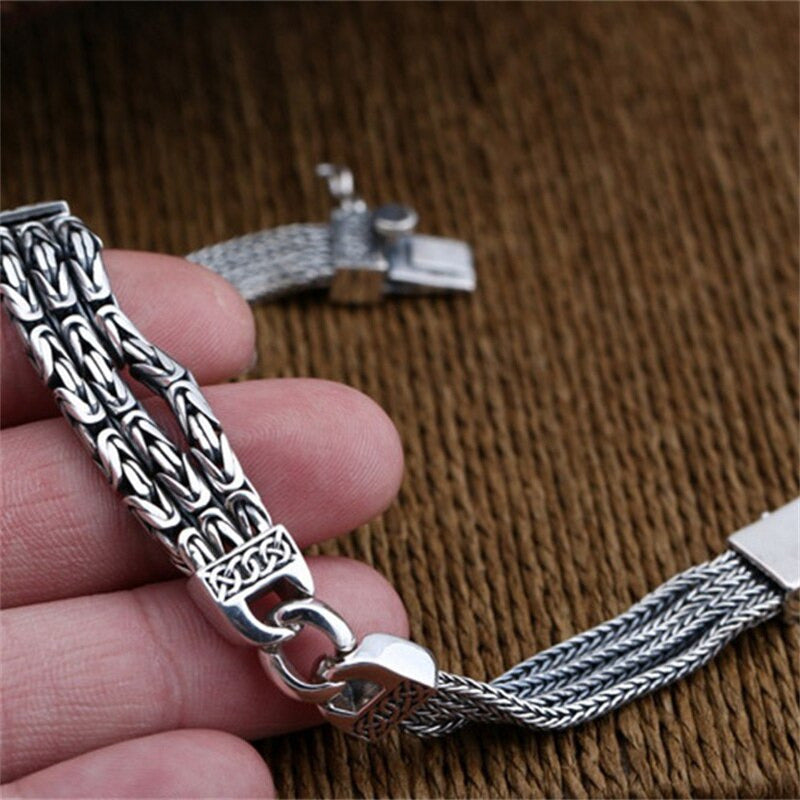 New 100% S925 Sterling Silver Jewelry Models Fashion Retro Peace Stripes Persona