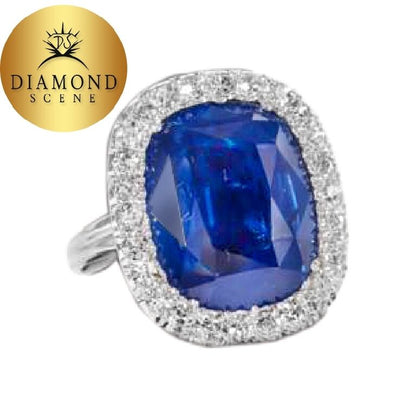 GIA certified 15.02 carat Cushion cut Burma Blue Sapphire 100% natural gemstone
