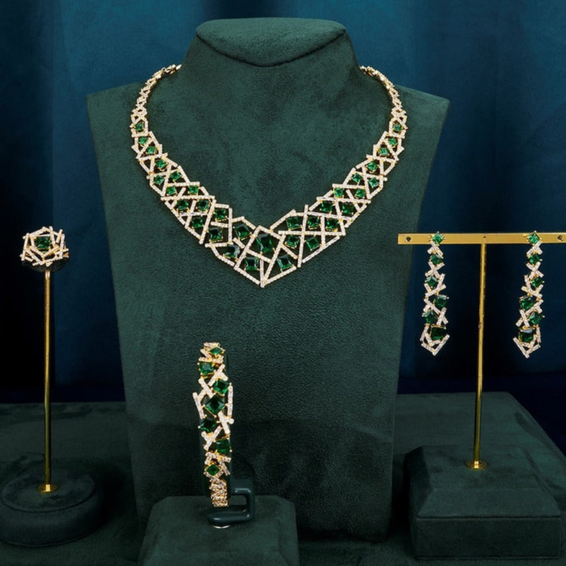 Luxury Elegant Bridal Necklace Set for Women Cubic Zirconia Wedding Jewelry
