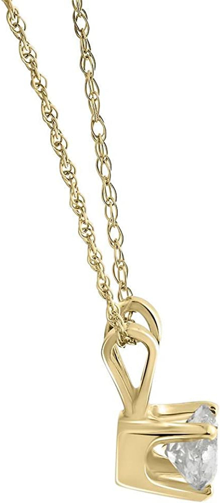 14K White or Yellow Gold 1/3 Ct Diamond Round-Cut Natural Solitaire Pendant Wome