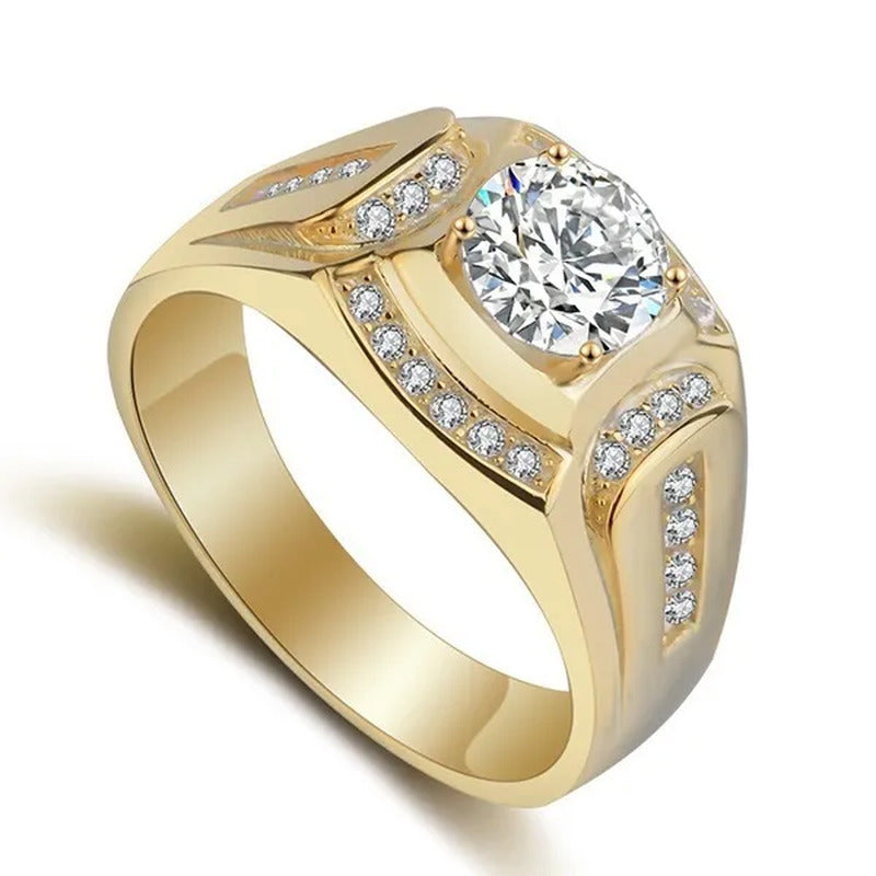 Plated Rings for Men Wedding Engagement Cubic Zirconia Diamond Men'S Ring