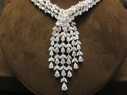 DIAMOND PEAR MARQUISE SHAPE NECKLACE 20 INCH LENGTH INCLUDING DROP 16 INCH NECK