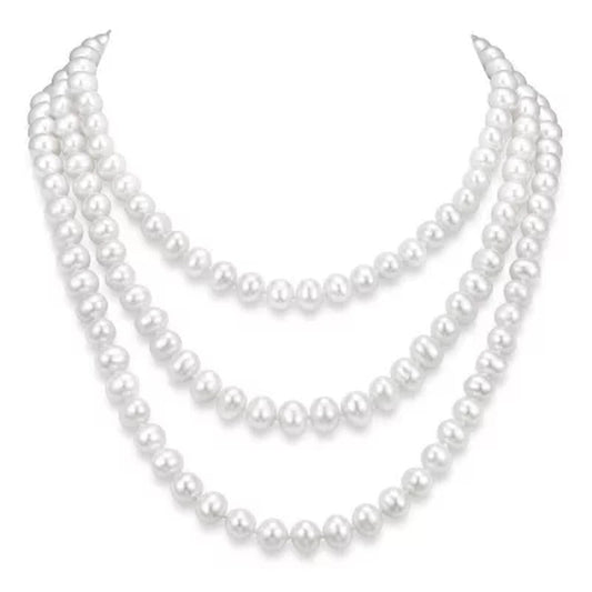 9-10 Mm White Cultured Freshwater Pearl 64" Endless Necklace